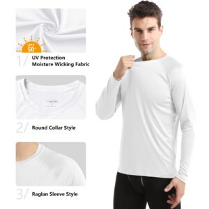 HISKYWIN Men's Long Sleeve Shirts Lightweight UPF 50+ Sun Protection SPF Outdoor T-Shirts Fishing Hiking Running Tee Tops HF101B-White-XL