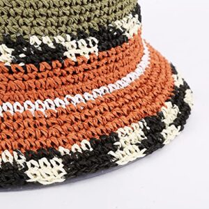 Handmade Crochet Bucket Hat Colorful Beanie Hat Wide Brim Fisherman Cap for Outdoor Summer Camping Climbing Hiking Multicoloured