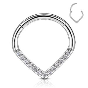 cm crareesi mania g23 titanium septum rings teardrop titanium cartilage earring hoop 8mm titanium daith piercing rings 16g small septum jewelry hoops clear cz helix piercing jewelry