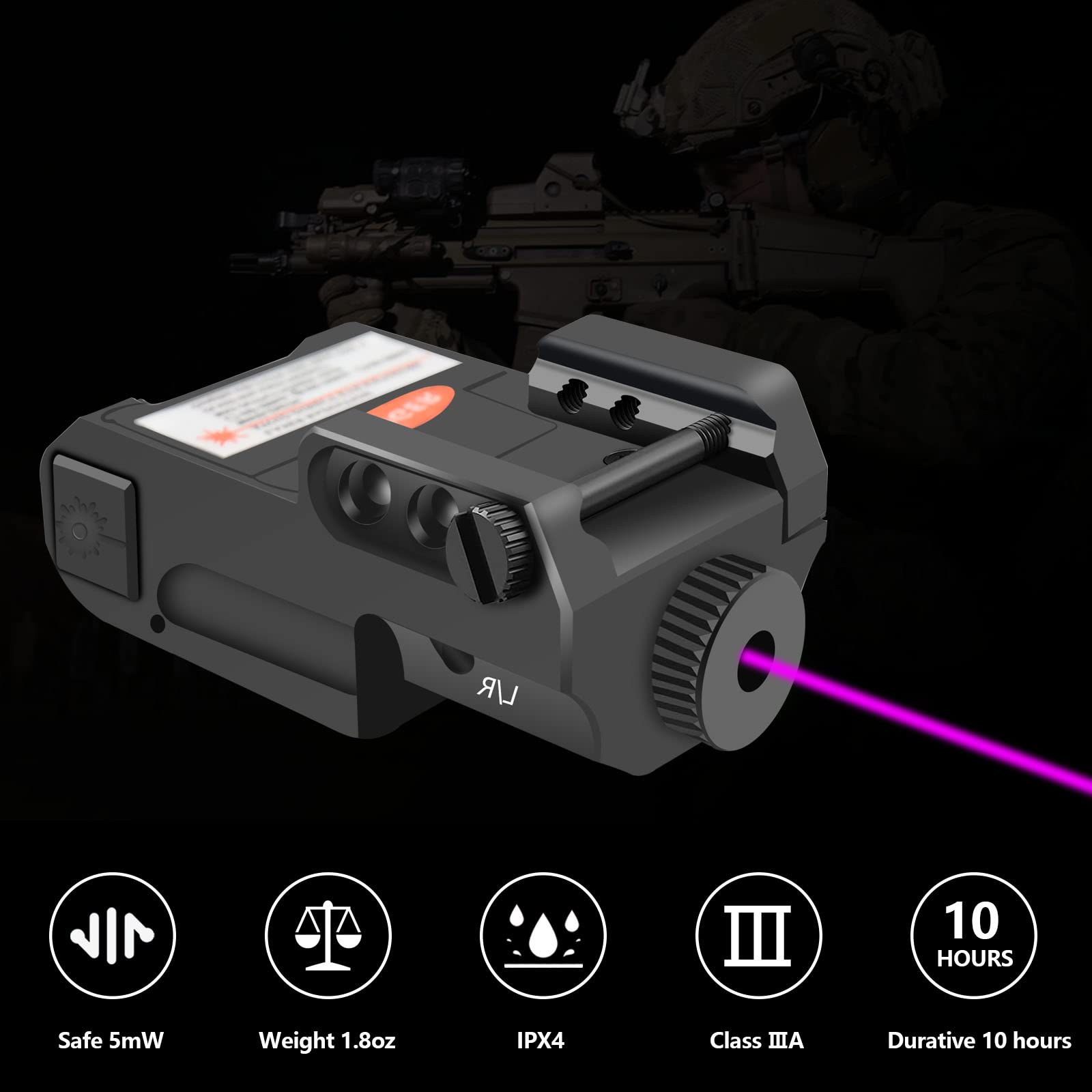 Nihowban Purple Laser Sight with Spring Screw Fixed Slot for Picatinny Rail Handgun/Rifle,Flexible Magnetic USB Charging