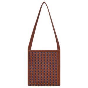 KWANI 2201 Handmade Weaving Tote Shoulder Bags for Women and Ladies (Royal Blue)