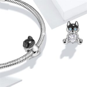 GNOCE Husky Puppy Charms Bead Cute Bee Avocado Turtle Embraces Heart Gemstone Charm For Women's Bracelet & Necklace Unique Gifts For Women Mother's Day (Husky Puppy)