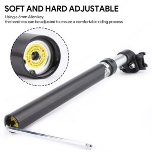 Tissting 335mm/13.2 in Bike Shock Absorber Seatpost Adjustable Resilience Aluminum Alloy Hydraulic Shock Absorbers for Bicycle Suspension Seatpost for Mountain Bike Agent Bike Road Bike