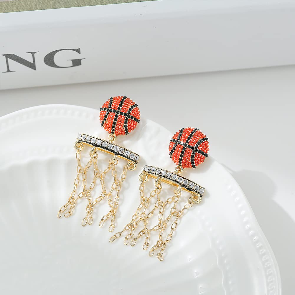 LILIE&WHITE Cute Basketball Dangle Earrings For Women Basketball Jewelry For Moms Sport Game Earrings Jewelry Gold Drop Earrings