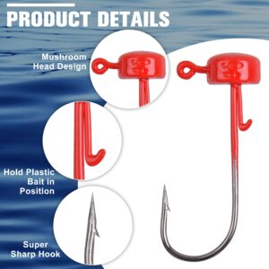 Ned Rig Jig Head Hooks Kit, 30pcs Finesse Mushroom Jig Heads for Soft Lures Mushroom Jig Heads Ned Rig Hooks for Bass Crappie Fishing 1/10oz 1/8oz 1/6oz