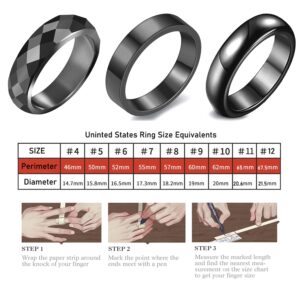 Hematite Rings for Women Anti-Swelling Black Obsidian Rings for Women Men (Ring Size 8)