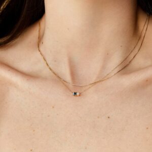 Vavily Minimalist Thin 18K Gold Chain Box Necklace Short Small Gold Chain Choker Necklaces for Women