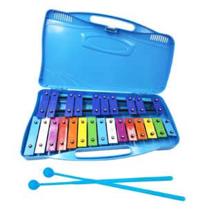 soulmate xylophone, 25 note glockenspiel xylophone for kids colorful musical toy metal keys,professional xylophone instrument with case and two safe mallets for beginners, music teaching, gifts(blue)