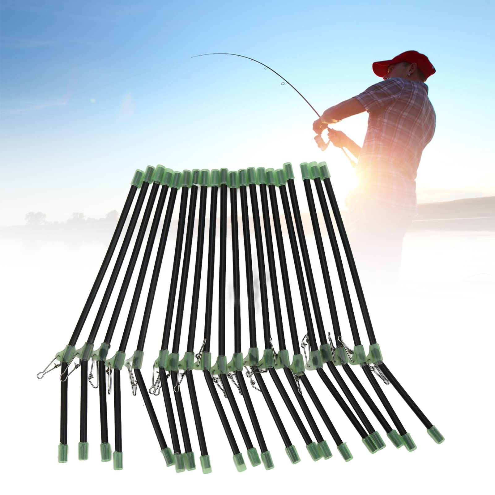 Milltrip Trolling Tube Fishing Lures, 20Pcs Plastic Sea Fishing Anti Tangle Feeder Boom with Snaps Tube Balance Connector for Cod Fishing Teaser Saltwater Game Fish