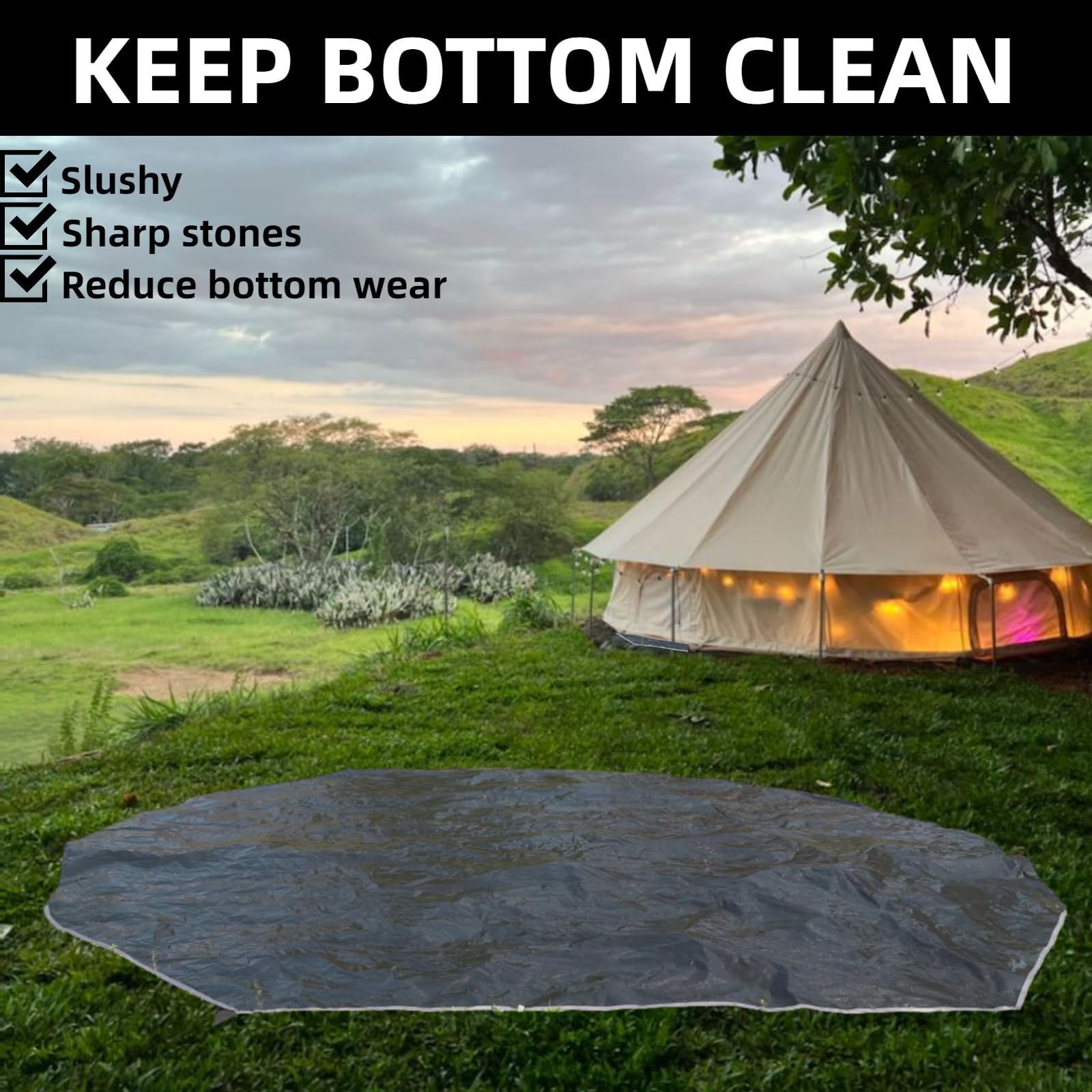 DANCHEL OUTDOOR 4 Season Glamping Yurt Tent with 2 Stove Jacks for 4 Person Camping, Waterproof Rain Fly&Footprint for All Year Living(4M/13ft)