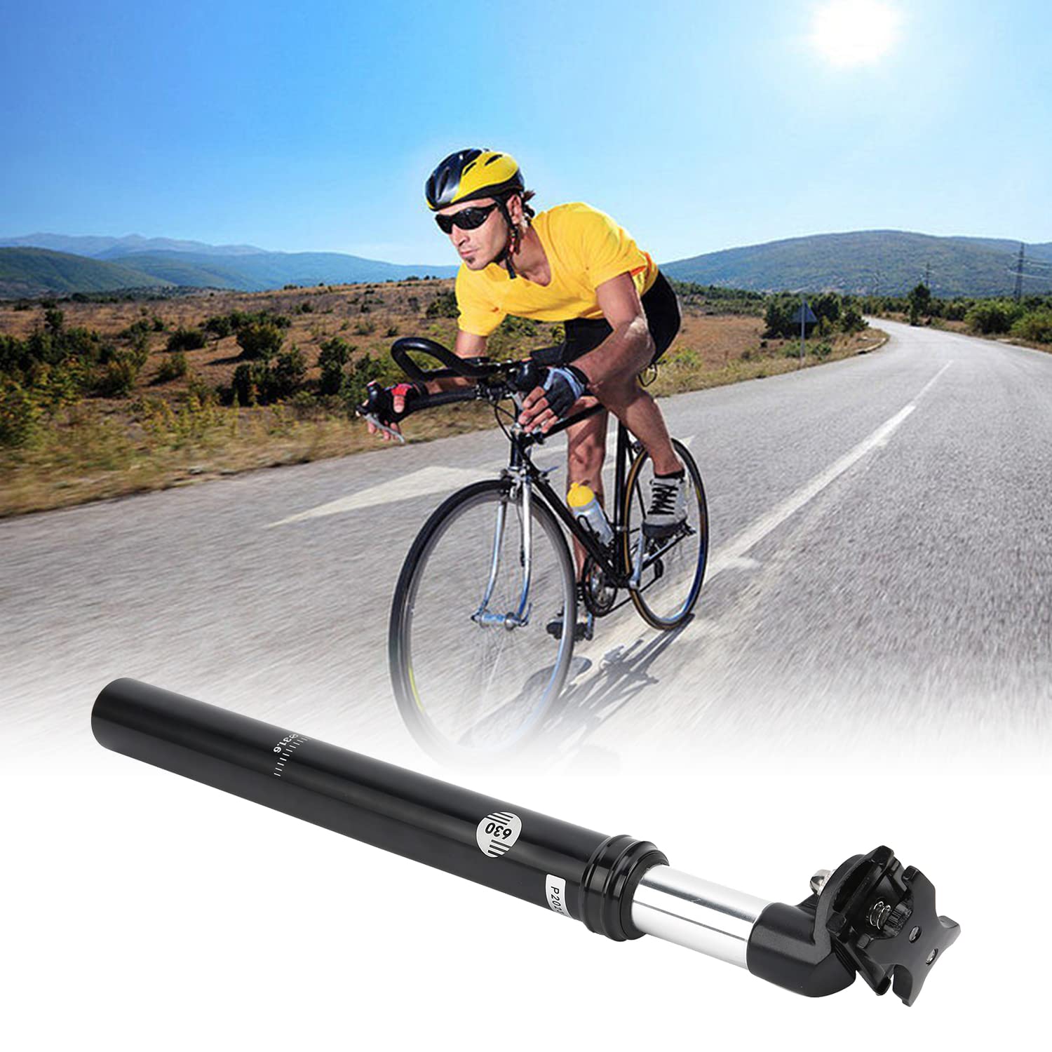 Tissting 335mm/13.2 in Bike Shock Absorber Seatpost Adjustable Resilience Aluminum Alloy Hydraulic Shock Absorbers for Bicycle Suspension Seatpost for Mountain Bike Agent Bike Road Bike