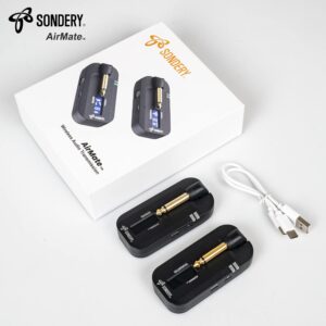 Sondery Wireless Guitar Transmitter Receiver System 5.8GHz, 24-bit High-Quality Audio, Ultra-Low Latency, Rechargeable with 4 Channels for Electric Instruments