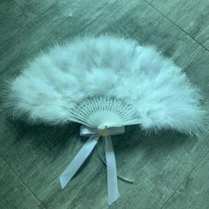 Custom Wedding Feather Hand Fan with Silver Pears Luxury Dance Fan DIY Bride Hand Held Photo Props Wedding Party Favor