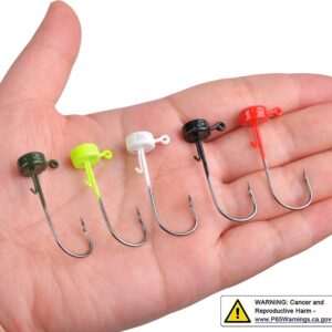 Ned Rig Jig Head Hooks Kit, 30pcs Finesse Mushroom Jig Heads for Soft Lures Mushroom Jig Heads Ned Rig Hooks for Bass Crappie Fishing 1/10oz 1/8oz 1/6oz