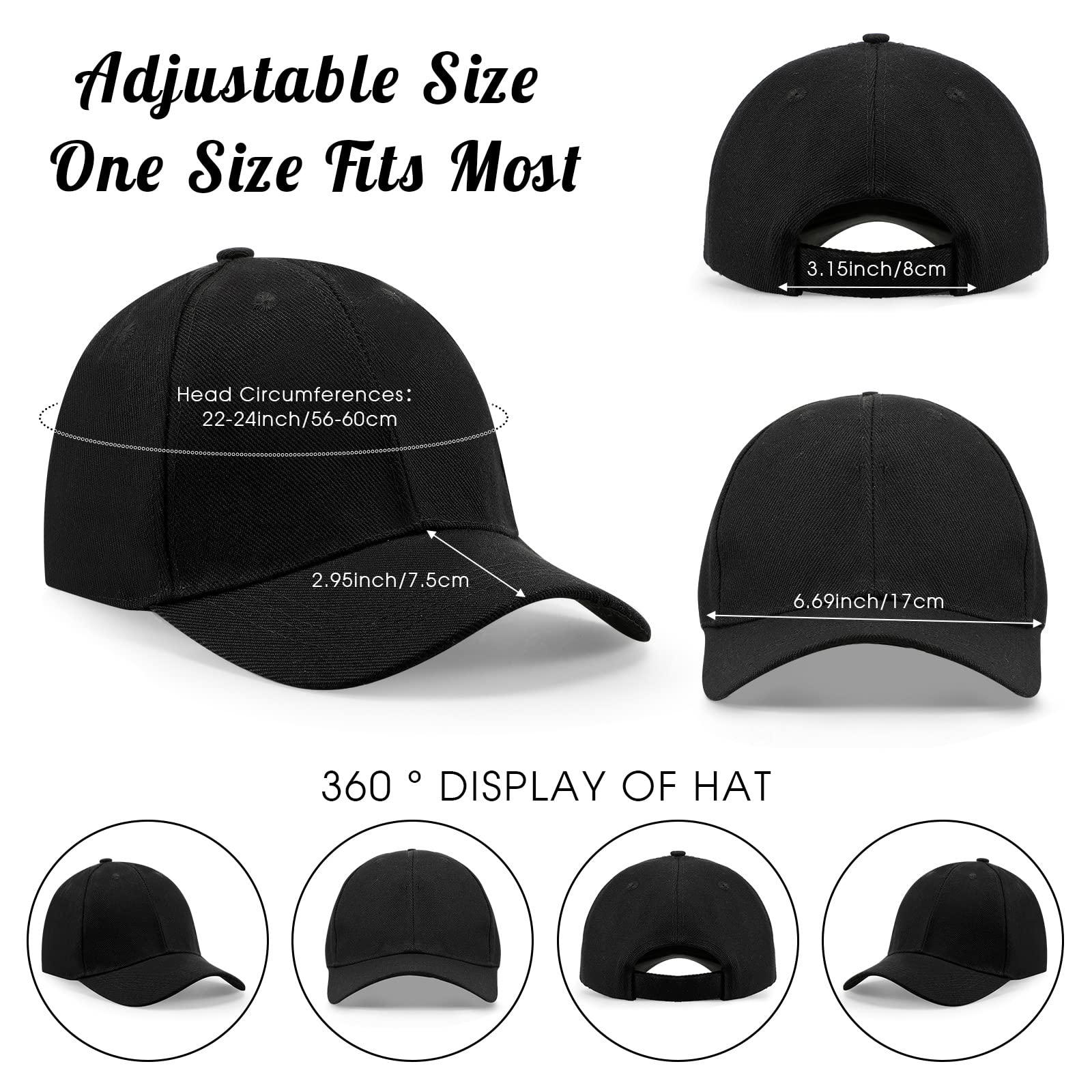 36 Pcs Black Baseball Cap Blank Trucker Hats Bulk Adjustable Denim Plain Dad Hats Unisex Sport Cap for Men Women(Black)