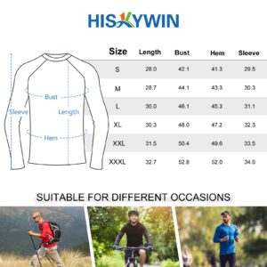 HISKYWIN Men's Long Sleeve Shirts Lightweight UPF 50+ Sun Protection SPF Outdoor T-Shirts Fishing Hiking Running Tee Tops HF101B-White-XL