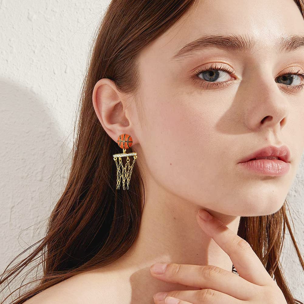 LILIE&WHITE Cute Basketball Dangle Earrings For Women Basketball Jewelry For Moms Sport Game Earrings Jewelry Gold Drop Earrings