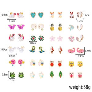 24 Pairs Clip On Earrings For Women Animal Butterfly Flower Colorful Hypoallergenic Non Pierced Fake Earring (#Style 02)