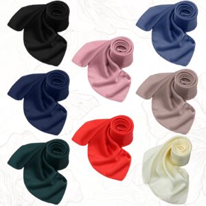 Zhanmai 8 Pcs 27.5 x 27.5 Inch Square Satin Head Scarves Women Silk Bandana Hair Scarves Hair Wrap Neck Scarf for Sleeping (Mixed Colors,Stylish)