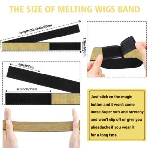 3PCS Elastic Bands for Wig Edges - Elastic Band for Lace Frontal Melt Wig Melt Band for Lace Front Laying Edges - Adjustable Wig Band for Edges Wig Install Accessories (Gold)