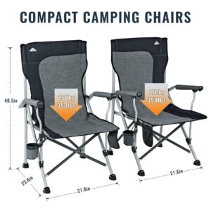 Ablazer 2 Pack Camping Chairs for Adults, Portable Hunting Chair Supports 350lbs, Oversized Heavy Duty Folding Chair for Camping Padded Seat Outdoor Lawn Folding Chair with Side Pockets