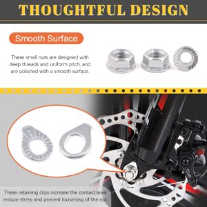 Tanstic 60Pcs Bike Wheel Axle Nut and Safety Washer Kit, Including 30Pcs M8 M9.5 M10 Bike Nut Bicycle Hub Flange Axle Nut Bicycle Hook Hub Parts with 30Pcs M8 M10 Safety Washers for Bike Wheel