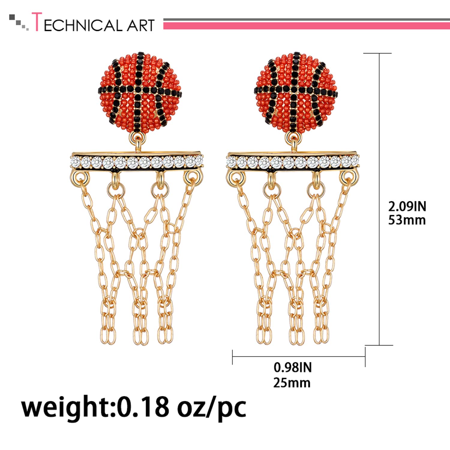 LILIE&WHITE Cute Basketball Dangle Earrings For Women Basketball Jewelry For Moms Sport Game Earrings Jewelry Gold Drop Earrings