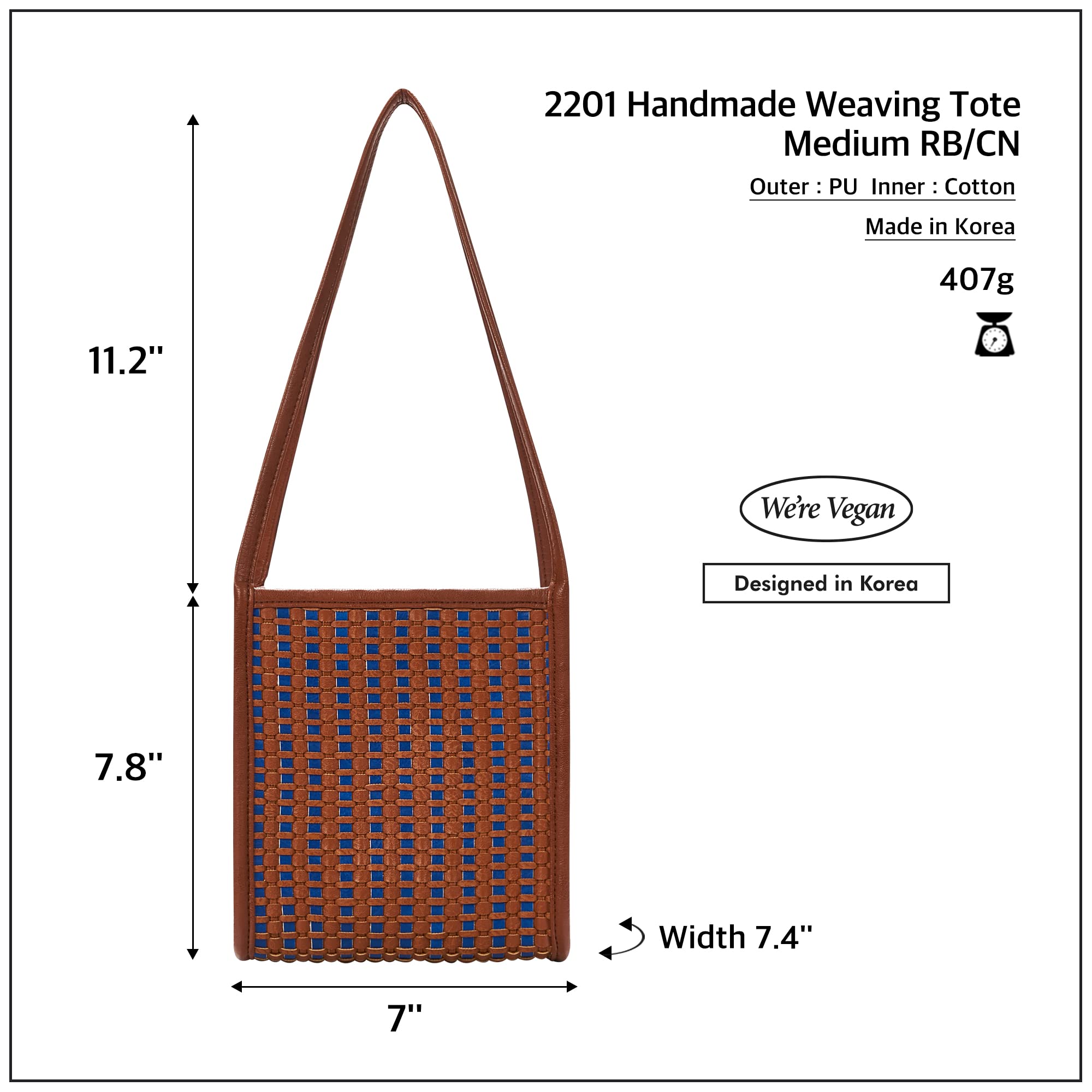 KWANI 2201 Handmade Weaving Tote Shoulder Bags for Women and Ladies (Royal Blue)