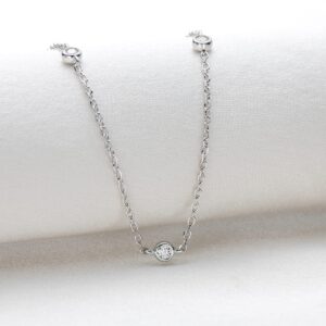 DYUNQ Moissanite Necklace for Women Sterling Silver, Station Tennis Choker Layering Bezel Set Chain, 2.5MM 0.3cttw Lab Created Diamond Dainty Simple Adjustable 16 Inch to 18 Inch