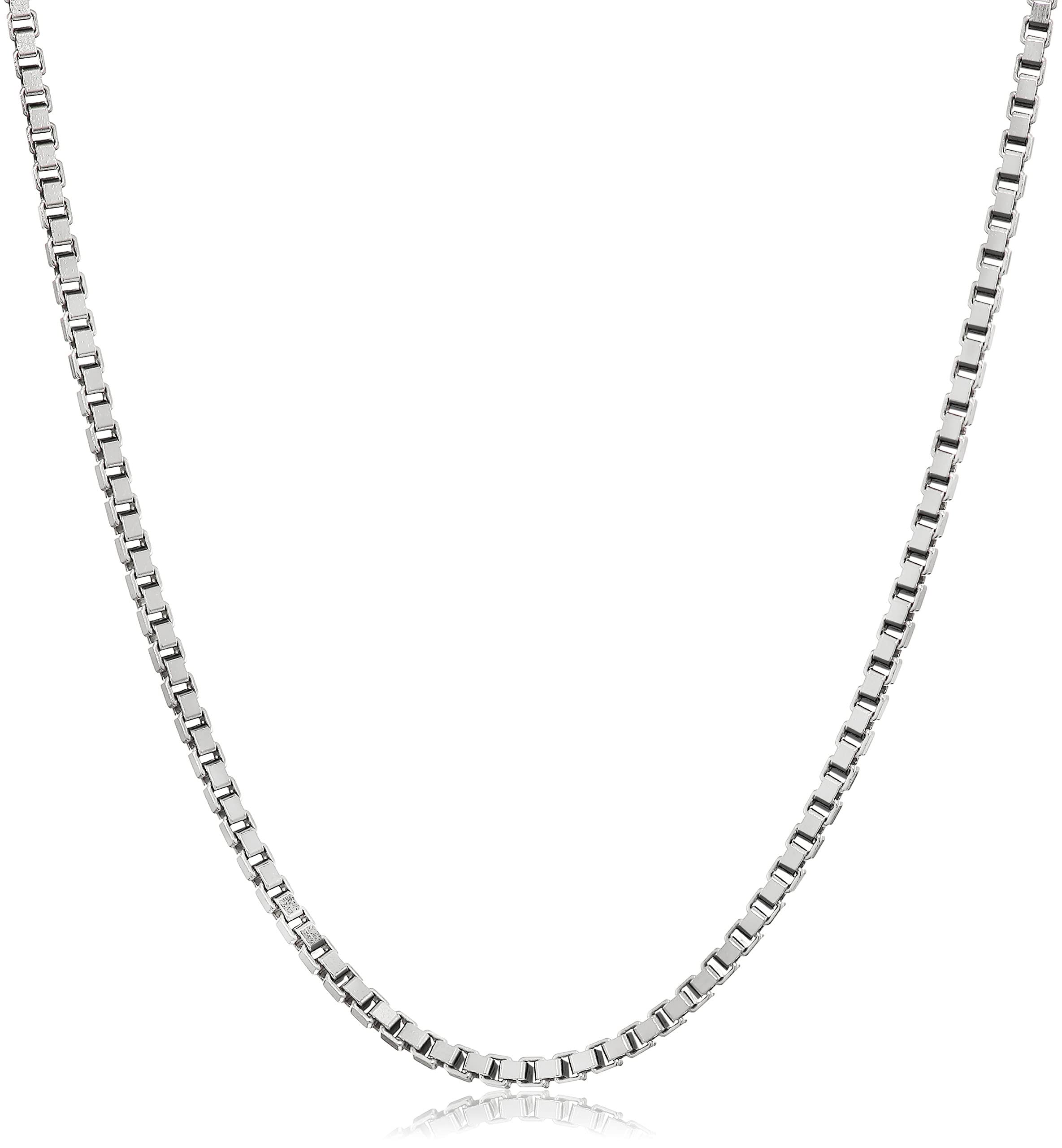 Savlano 925 Sterling Silver Solid 2.5MM Box Chain Necklace For Women & Men - Made in Italy Comes With a Gift Box (24 Inch)