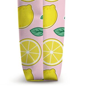 Summer Lemons Yellow Lemon Slices Leaves Pattern Cute Pink Tote Bag