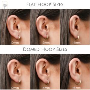 MAX + STONE 14k Solid Yellow Gold Domed Style Huggie Hoop Earrings with Hidden Post Hinged Closure 10mm