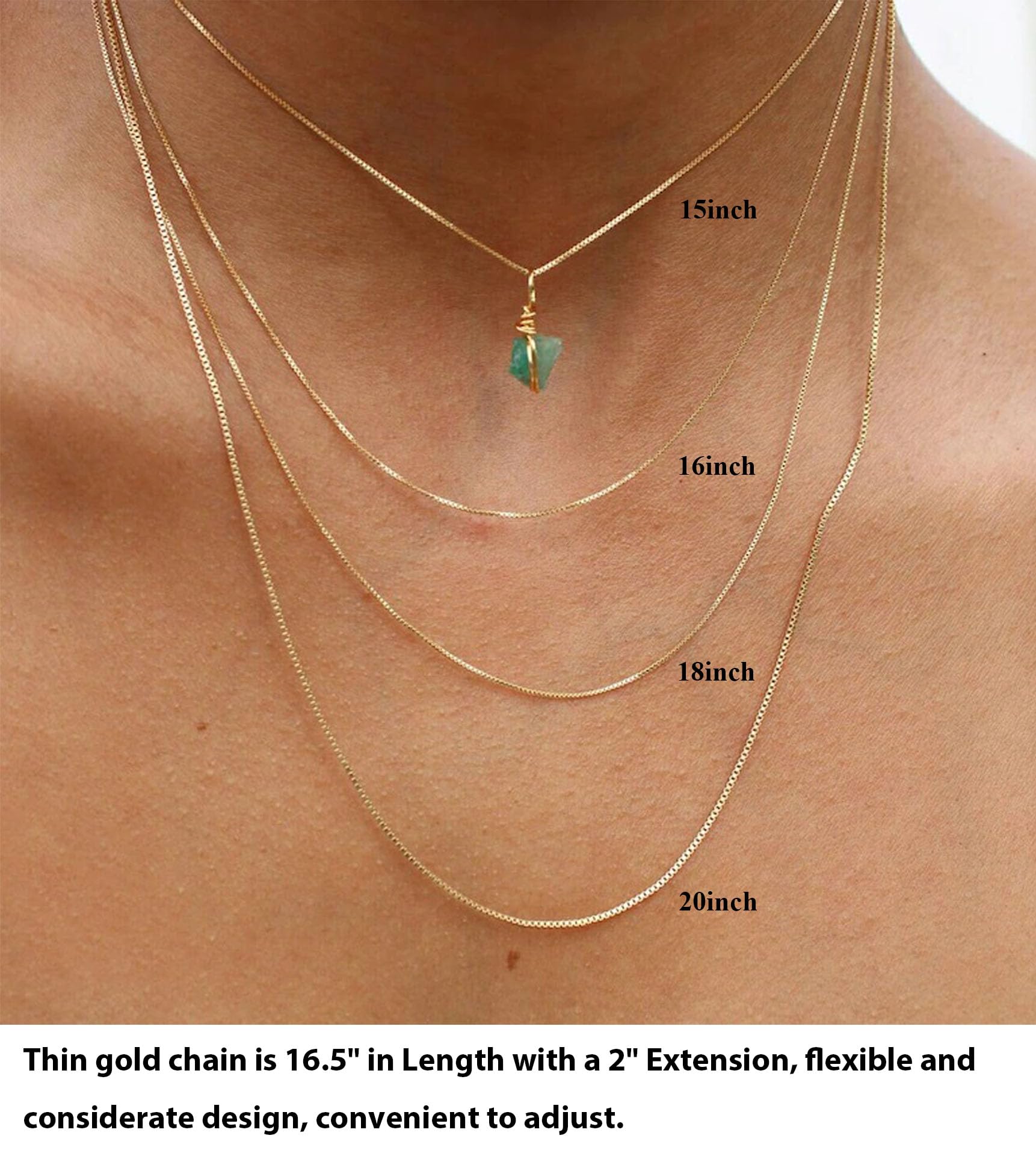 Vavily Minimalist Thin 18K Gold Chain Box Necklace Short Small Gold Chain Choker Necklaces for Women