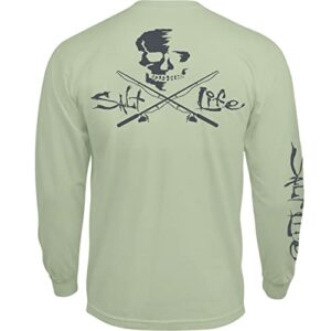 salt life mens skull and poles long sleeve classic fit shirt, seafoam, small