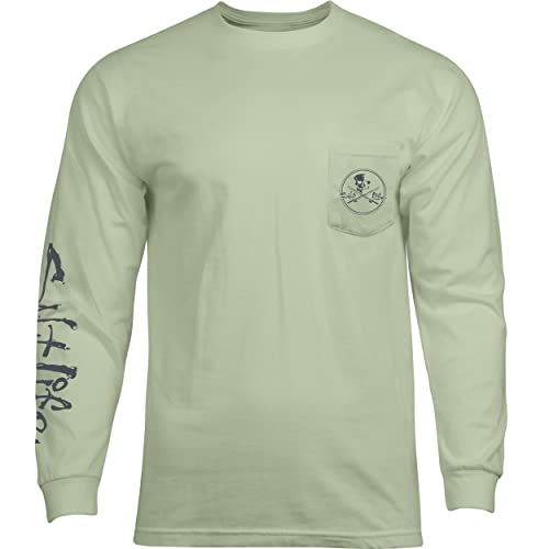 Salt Life Mens Skull and Poles Long Sleeve Classic Fit Shirt, Seafoam, Small