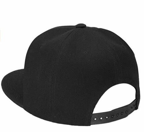 Snapback Adjustable Men's & Women Solid Plain Flat Brim Hat Baseball Cap Hip Hop Style (Black), One Size-Medium