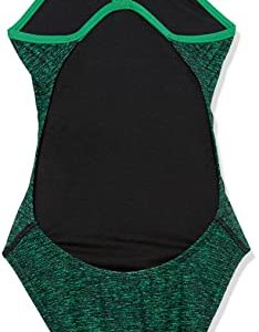 TYR Girls' Standard Durafast Elite Cutoutfit Swimsuit, Green Lapped, 24