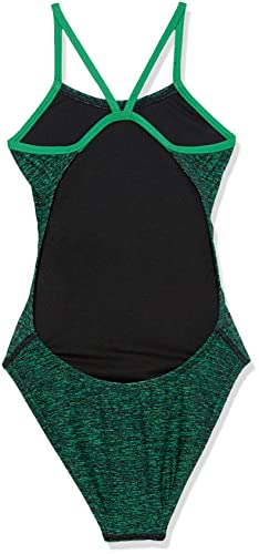 TYR Girls' Standard Durafast Elite Cutoutfit Swimsuit, Green Lapped, 24