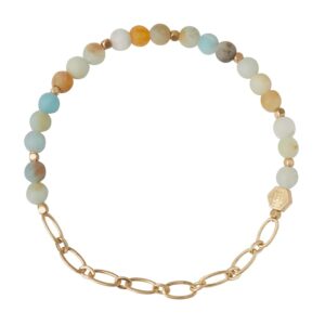 scout curated wears - mini stone w/chain stacking bracelet - amazonite/gold