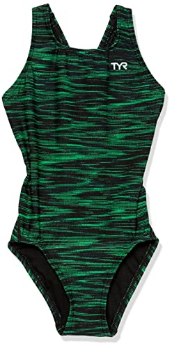 TYR Girls' Standard Durafast Elite Maxfit Swimsuit, Green Fizzy, 22