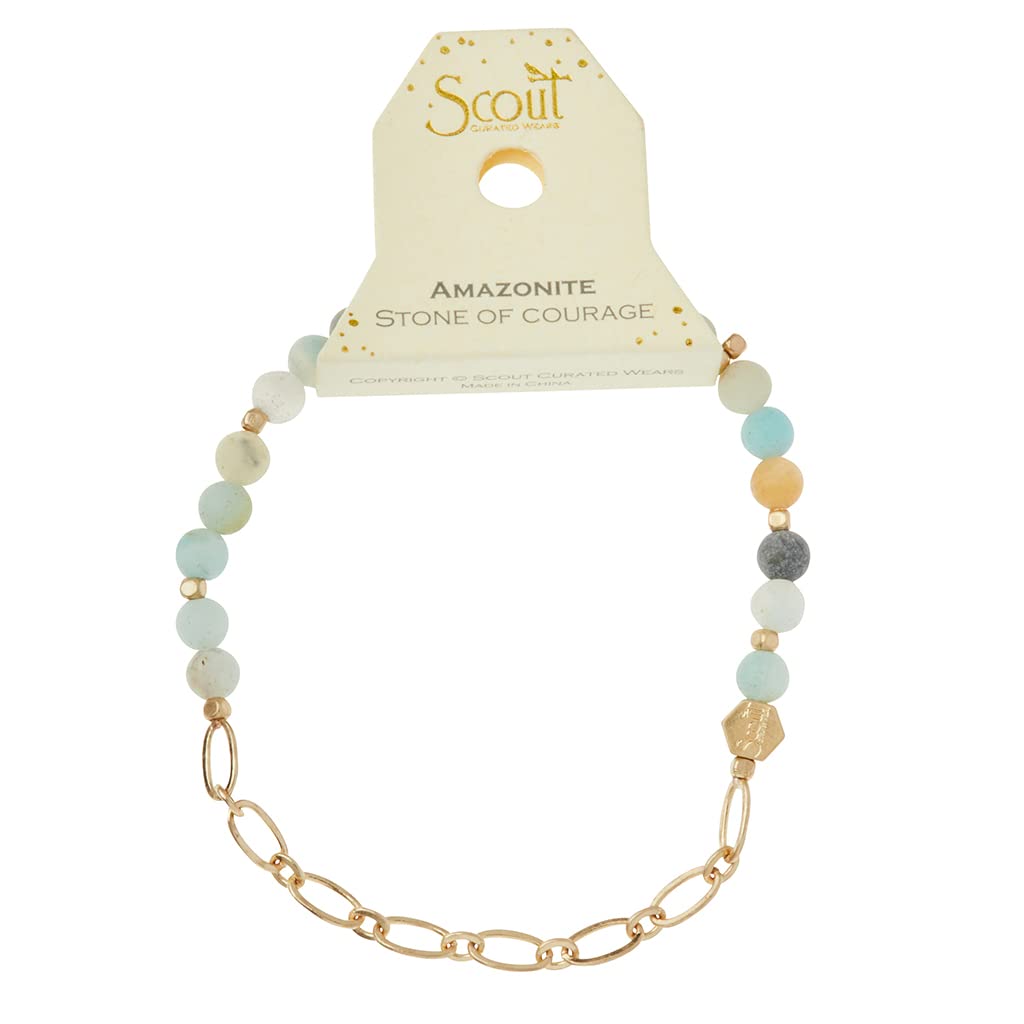 Scout Curated Wears - Mini Stone w/Chain Stacking Bracelet - Amazonite/Gold