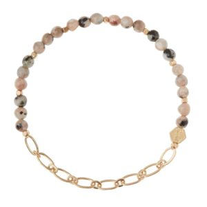 Scout Curated Wears - Mini Stone w/Chain Stacking Bracelet - Rhodonite/Gold