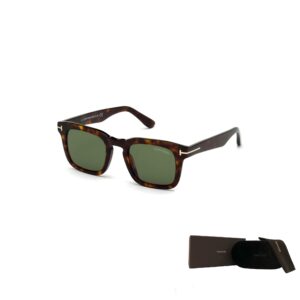 Tom Ford Dax FT0751 52N 50MM Shiny Classic Dark Havana/Green Lenses Square Sunglasses for Men + BUNDLE With Designer iWear Eyewear Kit