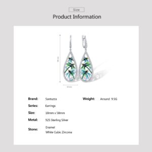 Santuzza Enamel Dragonfly Earrings 925 Sterling Silver Cubic Zirconia Teardrop Dangle Earrings for Women