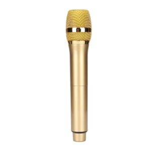 gowenic microphone,metal dual professional uhf cordless dynamic mic handheld microphone system, for home karaoke, meeting, party, church, dj, wedding(gold)