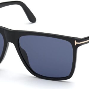 Tom Ford Fletcher FT0832 01V 57MM Shiny Black/Blue Square Sunglasses for Men + BUNDLE With Designer iWear Eyewear Kit