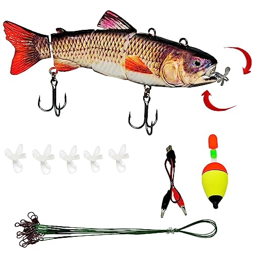 Fishing Lures Electric Lure Swimbait USB Rechargeable Bait Crankbait Automatic Swimming Lifelike Fish Fishing Tackle 5.12" (A)