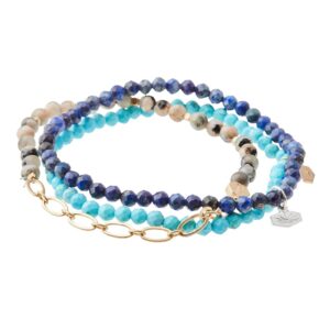 Scout Curated Wears - Mini Stone w/Chain Stacking Bracelet - Rhodonite/Gold