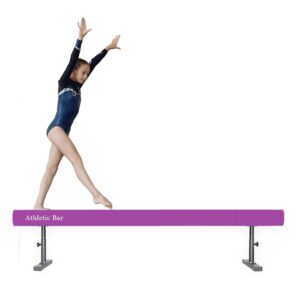 Athletic Bar Expandable Gymnastics Kip Bar 3 in 1 Set with 8 FT Adjustable Balance Tube, 6'x4' Mat for Kids, Horizontal Bar Junior Gymnastic Training Adjustable 3-5 FT Gymnast Asymmetric Bar Blue