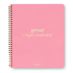 Kate Spade New York Large College Ruled Notebook, 11" x 9.5" Pink Spiral Notebook with 160 Pages, Great Expectations